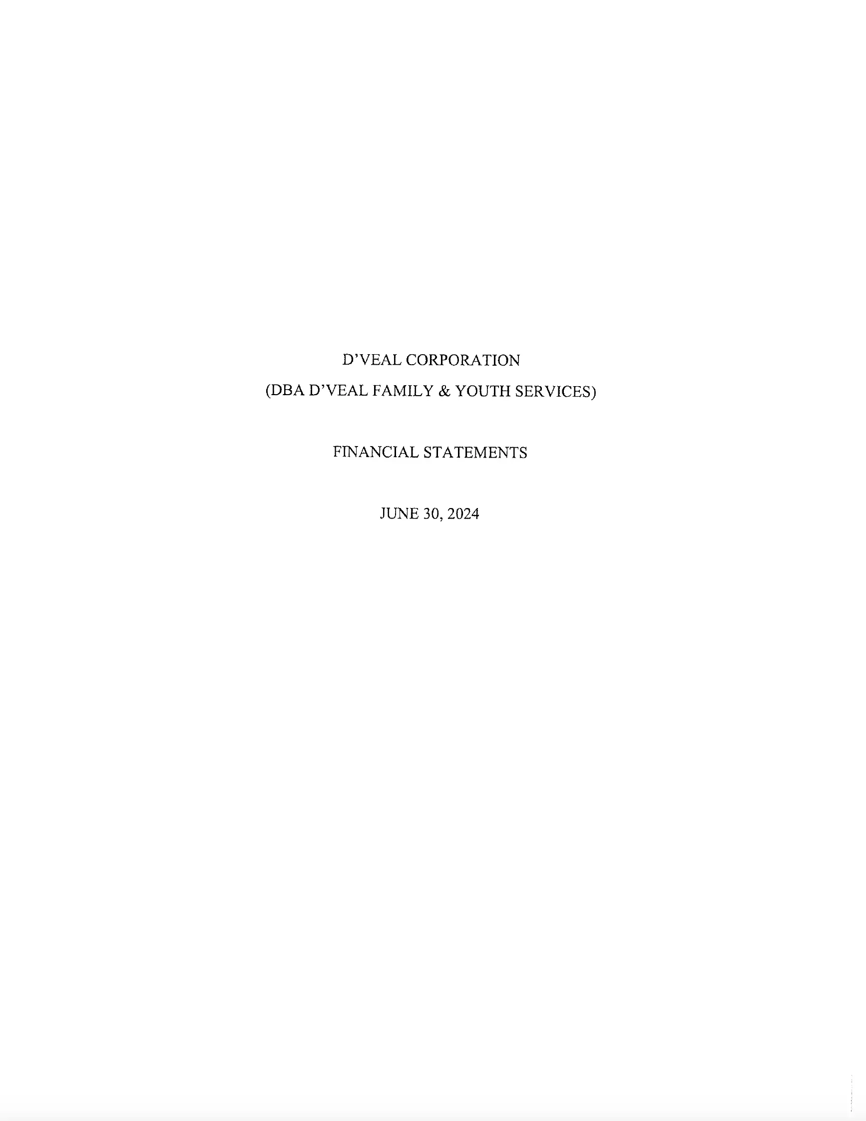 Dveal audited financial statements june 30 2024