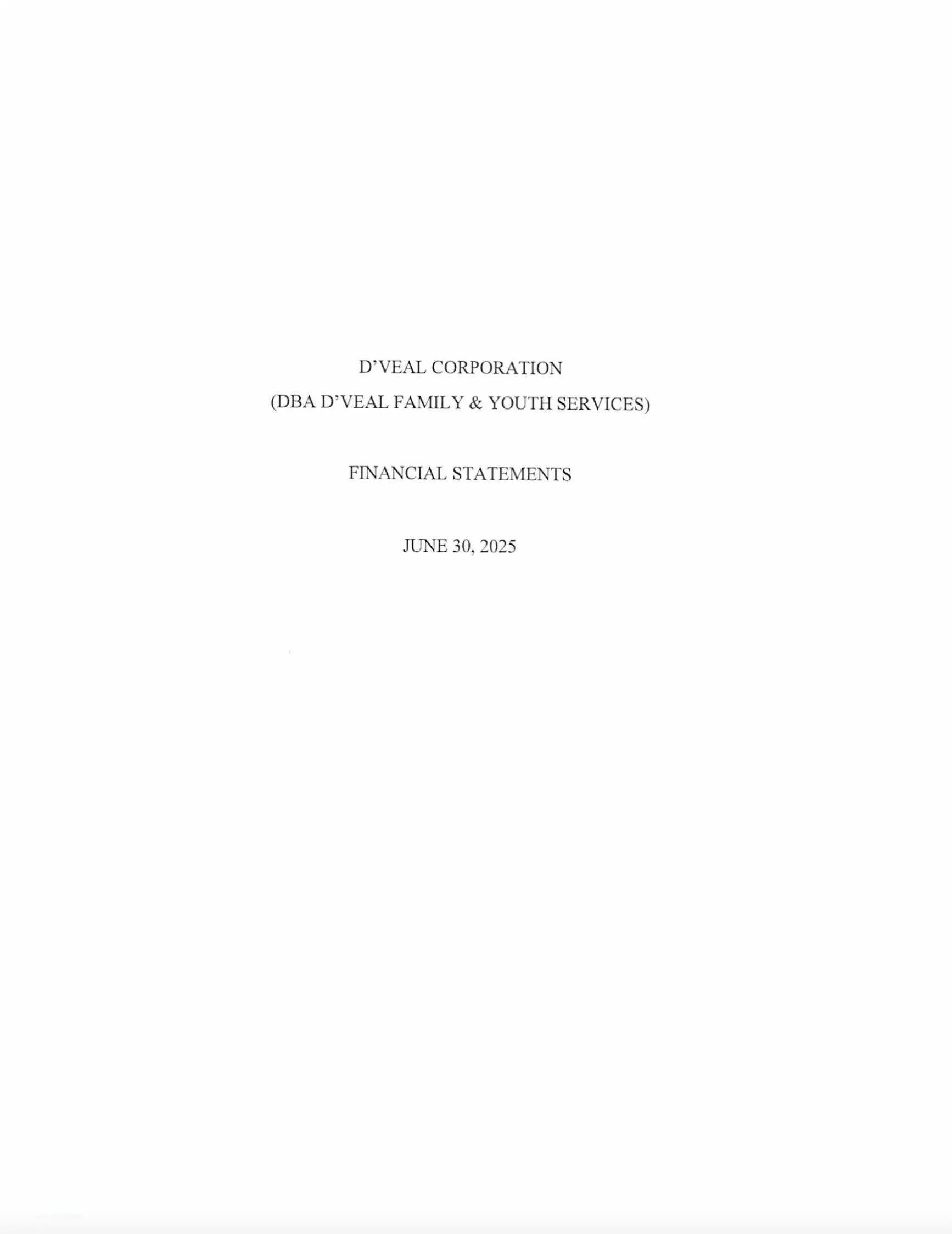 Dveal audited financial statements june 30 2025