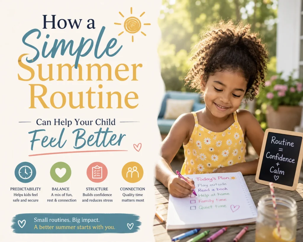 Too much free time isn’t always a good thing. Here are 5 simple routine tips that help kids feel calmer, happier, and more like themselves all summer long